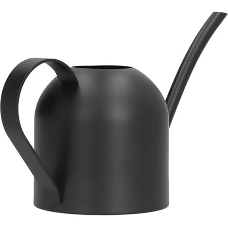 Regadera de acero inoxidable de 500 ml con boca fina y boquilla larga, regadera pequeña moderna con asa para plantas de interior y exterior, color negro.