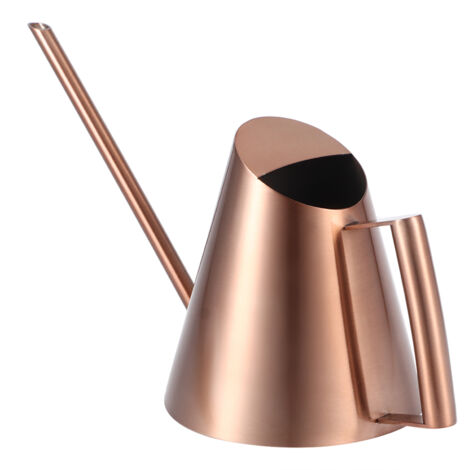 Regadera de acero inoxidable para jardín, plantas verdes y flores, color bronce, pequeña, capacidad de 400 ml, diseño ergonómico.