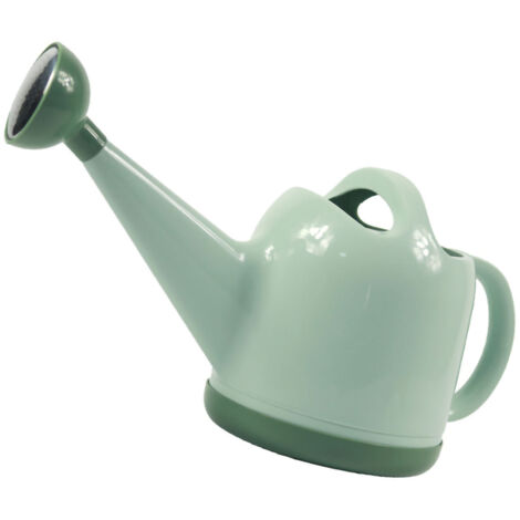 Regadera de plástico de 4 litros con cabezal rociador para plantas y flores de interior y jardín, color verde claro.