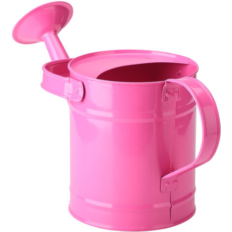 Regadera metálica de 1,5 litros, diseño Art Déco, boquilla larga, hierro rosa, para jardín, balcón y plantas.