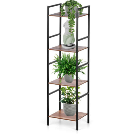 Regal aus Metall für das Wohnzimmer mit 4 Ablagen aus MDF, 29,5 x 23,5 x 106,5 cm