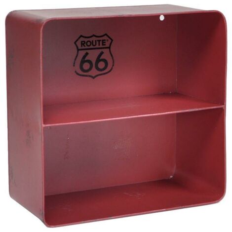 Regal aus rotem Metall Bristol 2 Ebenen quadratisch 29,5x15h30 cm