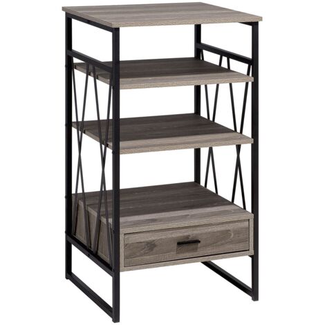 Regal Braun Schwarz Faserplatte Pulverbeschichtetes Metall 101 x 56 x 50 cm Industriell Holzoptik Dekorativ Fächer Viel Stauraum Wohnzimmer