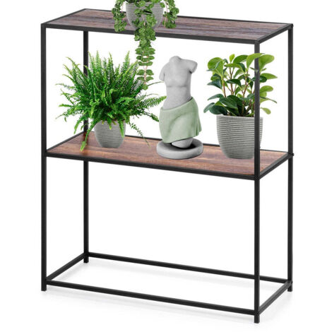 Regal im Loft-Stil mit 2 Ablagen, Metall und MDF, 71 x 31 x 85 cm