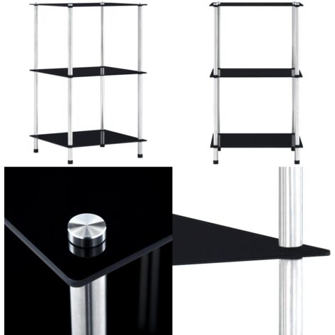 Regal mit 3 Ablagen Schwarz 40x40x67 cm Hartglas - Glastürken - Bücherregal Schwarz - Regal Aus Glas - Modernes Regal - Regal Für Wohnzimmer - Home & Living