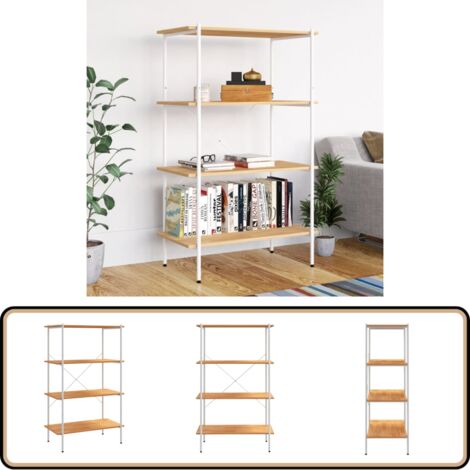 Regal mit 4 Böden Weiß und Eiche-Optik 80x40x130 cm - Bücherregal - Regal - Wohnraumorganisation - Aufbewahrungslösung - Stehregal