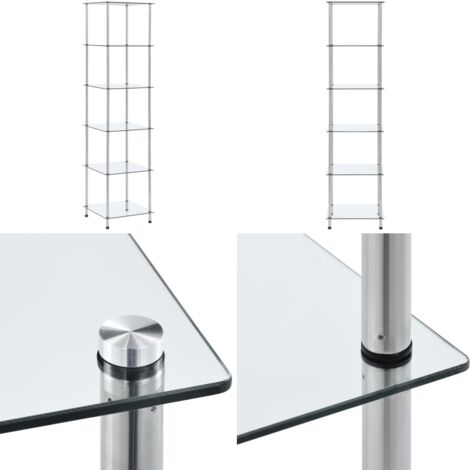 Regal mit 6 Ablagen Transparent 40x40x160 cm Hartglas - Glasregal - Bücherregal - Regal Transparent - Modernes Regal - Regal Aus Glas - Home & Living