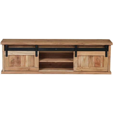 Regal Wandboard 130 x 25 x 37 cm Akazienholz massiv naturfarben ohne Baumkante LIAN 1