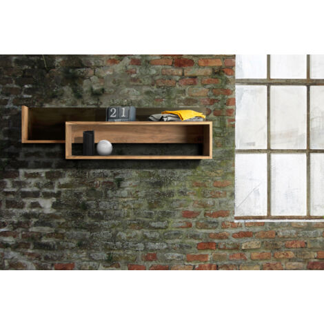Regal Wandboard Akazie stonefarben 118x35x20 cm schwarz SYDNEY
