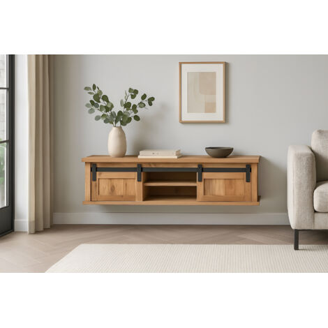 Regal Wandboard Baumkante 130 x 25 x 37 cm Akazienholz massiv naturfarben LIAN I