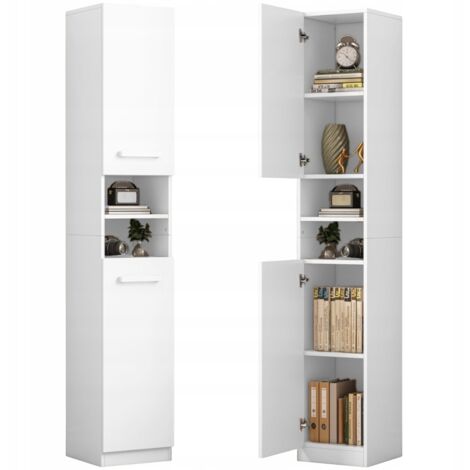 Regal, weißer moderner Schrank, hoch, Loft, 2 Türen, 180 cm
