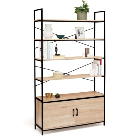 Regal XL 5 Ebenen mit Schrank DETROIT Industriedesign 170 CM