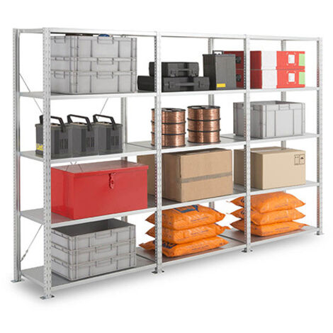Regale für die Werkstatt 5 Ebenen - Startmodul - 2000x1250x500mm - Max. Belastung 235kg/Ebene - RAYATL/GAL/1250/D2