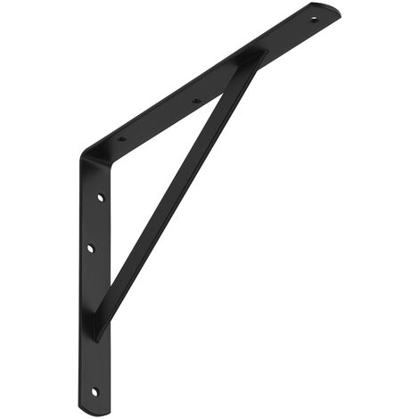Regalkonsole (300 x 225 x 30 mm, schwarz, pulverbeschichtet) Schwerlast-Konsole mit Querstrebe zur Stabilisierung