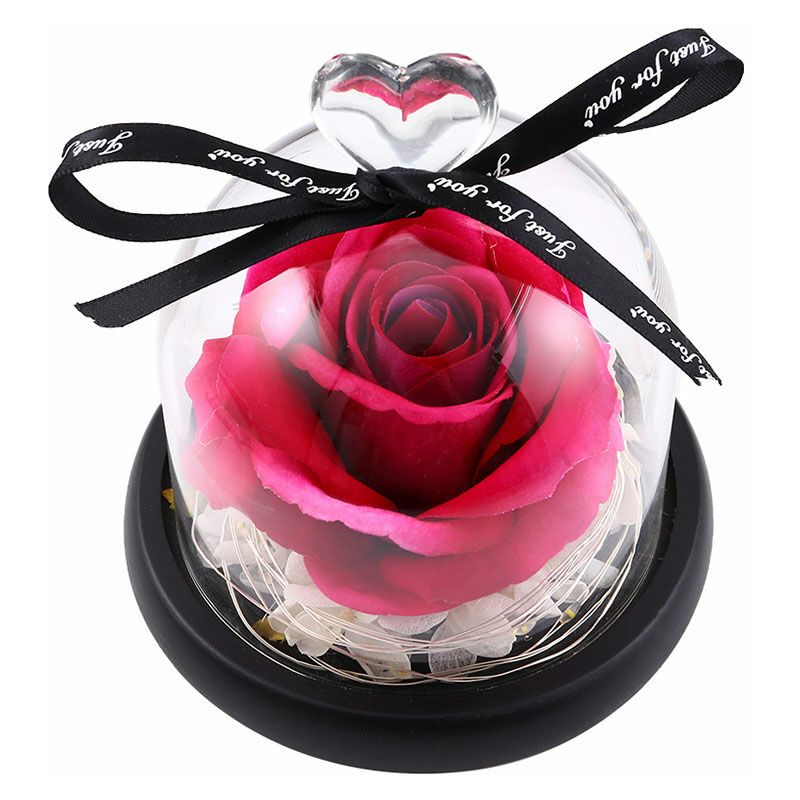 

Regalo del día de Cadena de luz Corazón de cristal de la bóveda de simulación flor de Rose Home luz de la noche de San Valentín decoración, rojo de