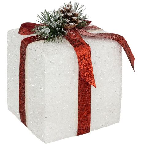 Regalo in polistirolo bianco rosso 15cm - Feeric lights & christmas