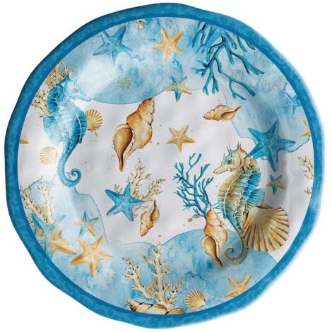 Regalo Italiano Piatto Frutta Melamina Shell D 22 Cm H 2 Cm Blu 1 Pz