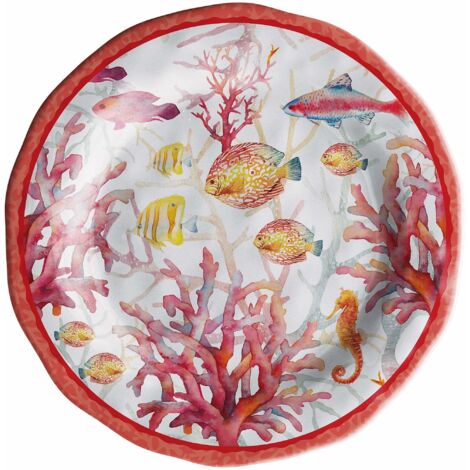 Regalo Italiano Piatto Frutta Melamina Shell D 22 Cm H 2 Cm Rosso 1 Pz