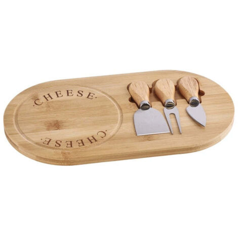Regalo Italiano Tagliere Formaggio con 3 Coltelli 33 x 18 Cm