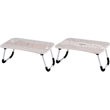 Regalo Italiano Tavolino Pieghevole con Porta Tablet MDF e Ferro 60 x 40 Cm H 26 Cm – Colazione Letto e Divano 1 Pz
