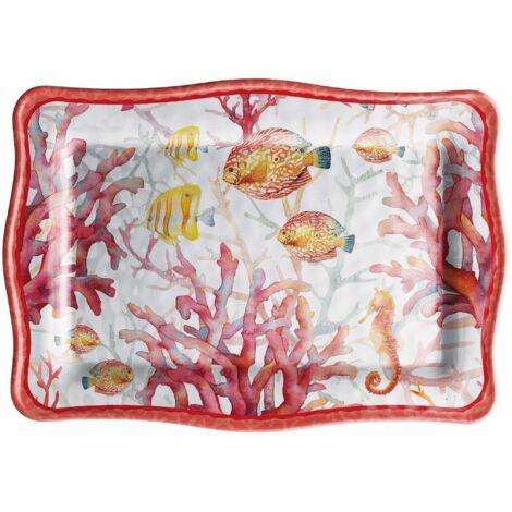 Regalo Italiano Vassoio Rettangolare Melamina Shell 30 x 21 Cm H 2 Cm Rosso 1 Pz