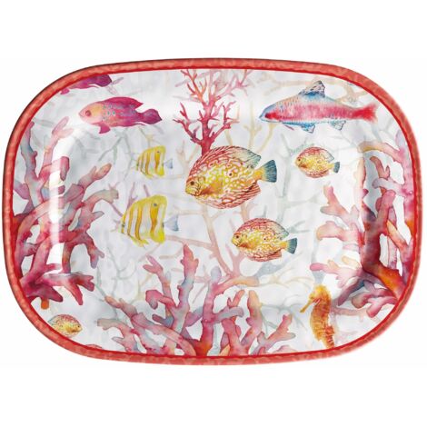 Regalo Italiano Vassoio Rettangolare Melamina Shell 43 x 332 x 2 Cm Rosso 1 Pz