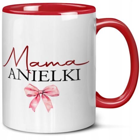REGALO PER LA FESTA DELLA MAMMA TAZZA ROSSA CON FIOCCO MAMMA + NOME DELLA BAMBINA FIGLIA