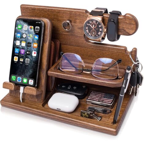 Regalo per uomo, organizer da scrivania in legno, regalo per la festa del papà, regalo di Natale, porta telefono da scrivania, regalo per papà, porta orologio, regalo di compleanno per uomo, idea rega