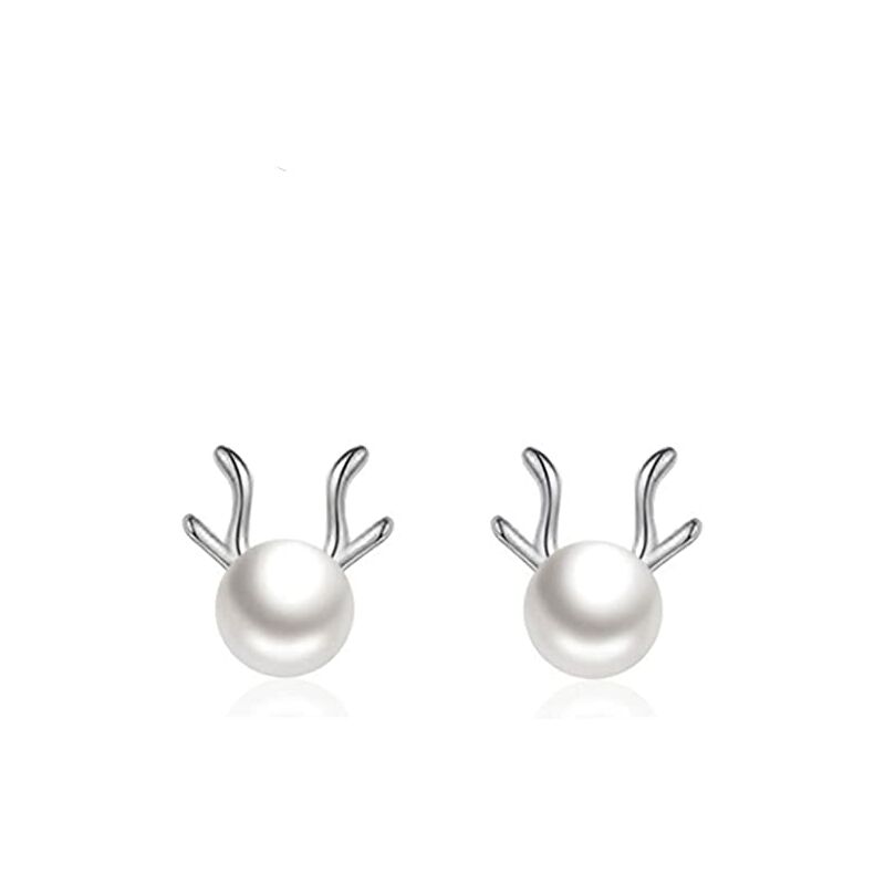 

Regalos de Navidad Pendientes de perlas de plata esterlina para mujer Pendientes de renos de perlas de plata esterlina Studs Pendientes de cartílago
