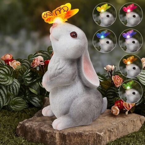 [Regalos de Pascua] Luces solares de conejo de Pascua - Escultura de jardín - Para exteriores, patios - Conejo con luz