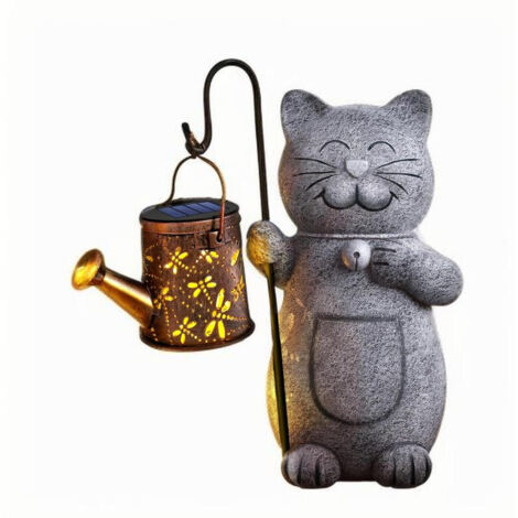 Regalos para mujeres, mamá, decoración de jardín con forma de gato, estatuas de jardín con linterna solar, regalo de cumpleaños para mujeres, decoración de jardín exterior resistente a la intemperie, 