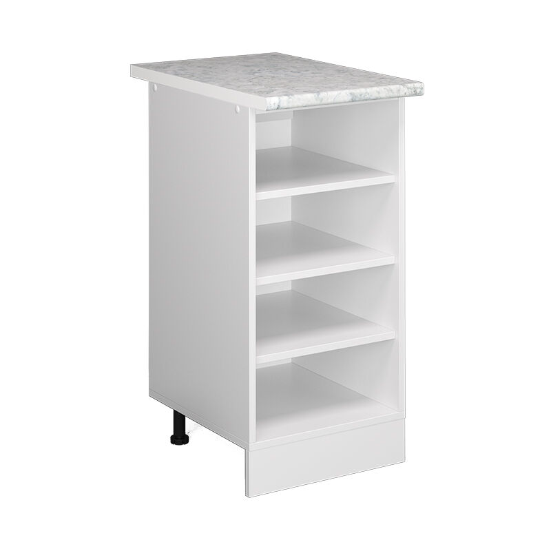 Regalunterschrank R-line, Weiß, 40 Cm Mit Offenen Regalen, Mit Arbeitsplatte Vicco