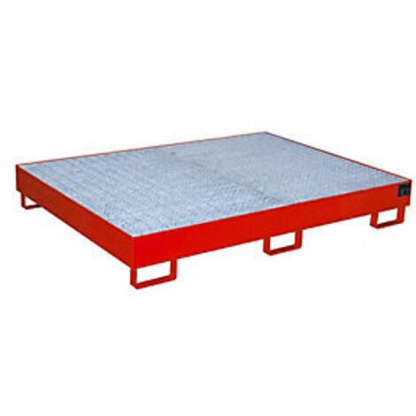 Regalwanne L1750xB1300xH250mm Stahlbl.feuerrot,RAL3000 m.Gitterrost 240l BAUER