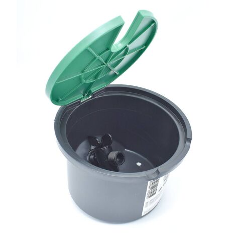 Regard de branchement cylindrique à enterrer 21 cm diamètre – Hauteur 14 cm – Mini vanne double filetage 3/4'' BSP inclus – Abrisa