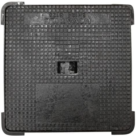 Regard Hydraulique Carré Plaque d'égout Jardibric en fonte ductile (400 x 400 mm) Classé B125 avec cadre Garantit un Évacuation Efficace des Eaux Pluviales Conforme aux Normes UNE EN 124