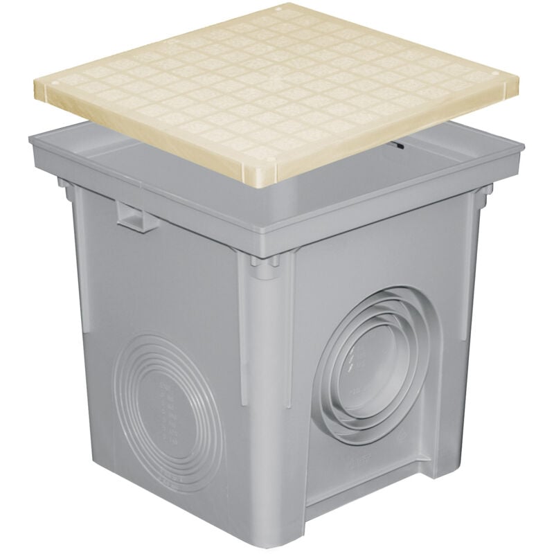Regard polypropylène 400x400mm + couvercle pour descente eau pluviale - Sable First Plast