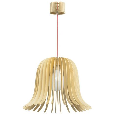 Regenbogen 645010301 - Lustre suspension Ø45cm E27 13W - bois naturel évasé