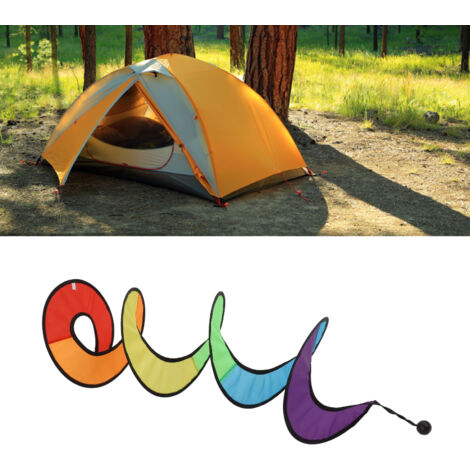 Regenbogen-Spiralwindmühle  Dehnbares, dekoratives Gartenmobile mit Gewicht und wasserdicht  Polyester, 110 x 22 cm