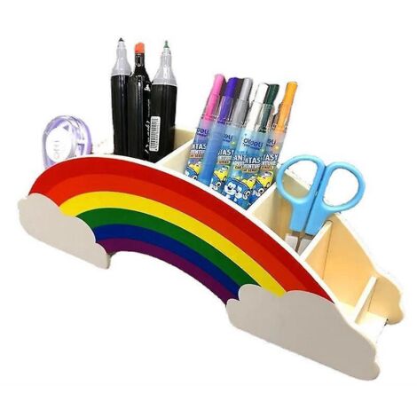 Regenbogenfarbene Stiftehalter/Organizer-Leinwandaufkleber für kreative DIY-Dekoration, Schreibtisch-Organizer, Schulbedarf, R