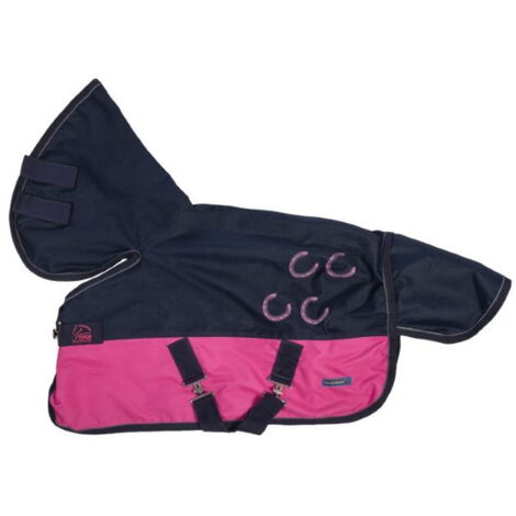 Regendecke -Funny Horses-: 50 cm, rosa e blu scuro