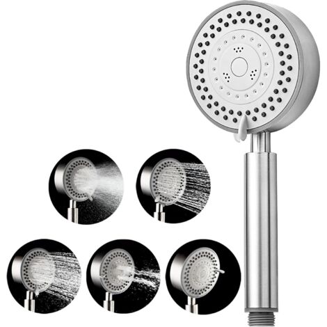 Regendusche, Handbrausekopf aus Edelstahl SUS304, wassersparende Handbrause mit Abschaltfunktion und 4 Strahlarten