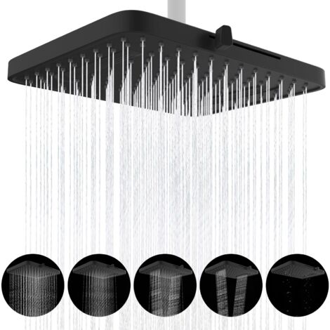 Regendusche-Kopf mit 5 Sprühmodi, 33 cm Hochdruck-Duschkopf, integrierter Quadrat-Duschkopf, verstellbares Drehgelenk für luxuriöses Duscherlebnis.