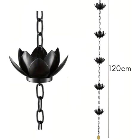 Regenkette mit Lotus-Schalen, Dachrinnenabweiser, Gartendekoration, 120 cm