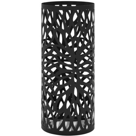 Regenschirmständer Blattmotiv Stahl Schwarz CFW652328
