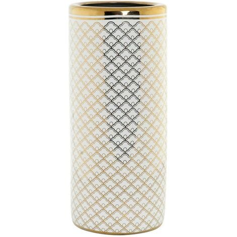 NICHT ZUTREFFEND Regenschirmständer DKD Home Decor Porzellan Golden Weiß (21 x 21 x 46.5 cm)