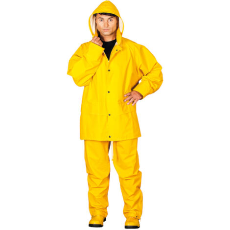 Regenschutzkleidung aus Polyurethan, Set aus Hose und Jacke mit Kapuze L