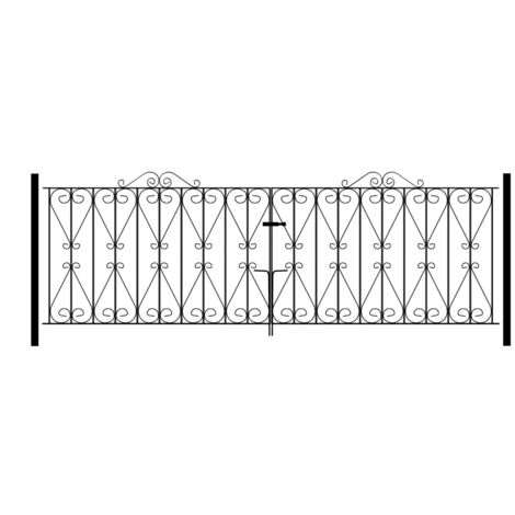 Regent Scroll Double Driveway Gate - Solid Steel - Fits Gap of 2743 mm x 914 mm High - Electro Galvanised/Black Powder Coated