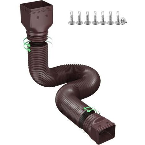 Regenwasserablaufschlauch aus Kunststoff – 10,16 x 7,62 cm Vierkantanschluss, flexibel und dehnbar – 1 Stück, braun, 1,5 Meter