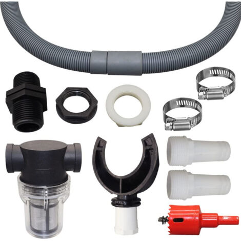 Regenwassernutzungssystem für runde Rohre mit flexiblem Schlauch, Regenwassersammler-Set, PVC-Fittings, Regenwassersammler für Fallrohr (110 mm Sammler + Filter)