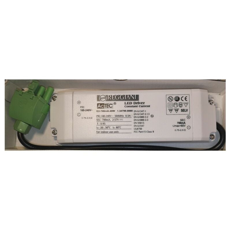

0.30041.0000 de 8.5W LED Transformador 100-240Vac 50 / 60Hz 700mA - Reggiani